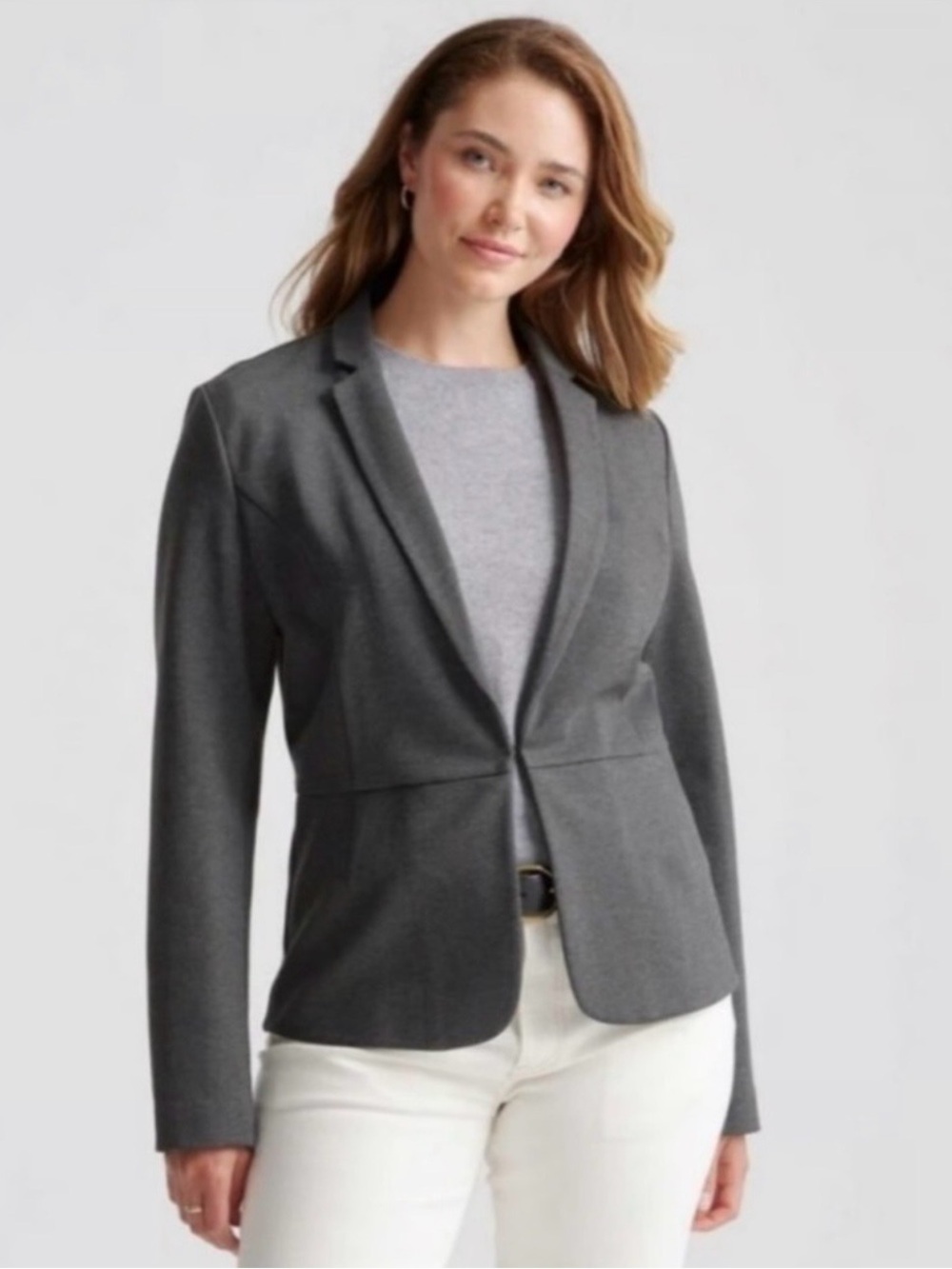 Quince Gray Ultra-Stretch Ponte Blazer XS Long Sleeve Career Work - NWT